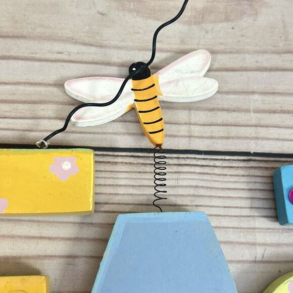 Vintage EASTER Wooden Hanging Sign Decoration Hand Painted Bunny Bird Spring 14” - Picture 6 of 12